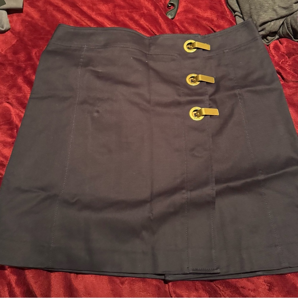 Tory Burch Black Mini Skirt with Gold Details